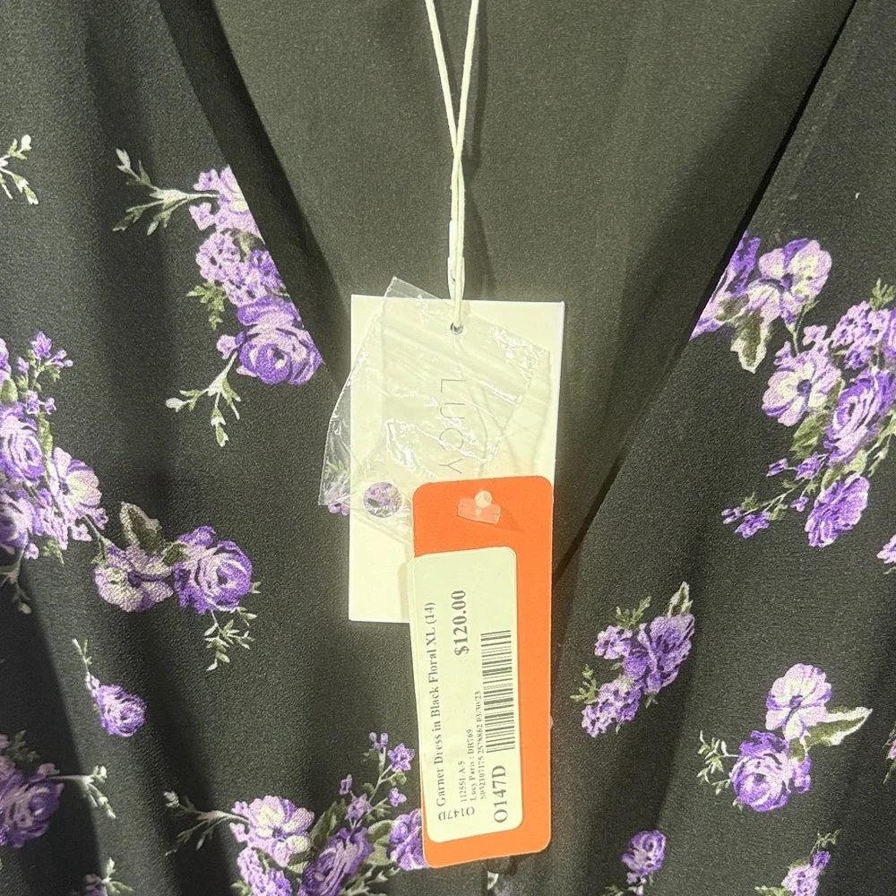 Lucy Paris Black and Purple Floral Long Sleeve Dress - Picture 3 of 7